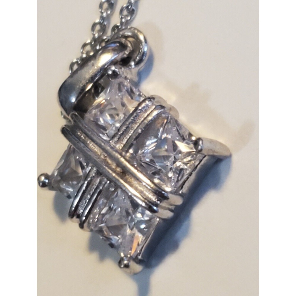Cubic Zirconia Square Pendant and Necklace The Eberle Radiance Collection